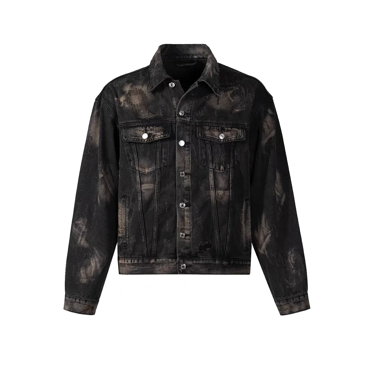 Aidase Hip Hop High Street Mens Denim Jacket Tear Open Hole Graffiti Punk Trend Cowboy Outwear Lapel Y2k Harajuku 2024 New Coats Male