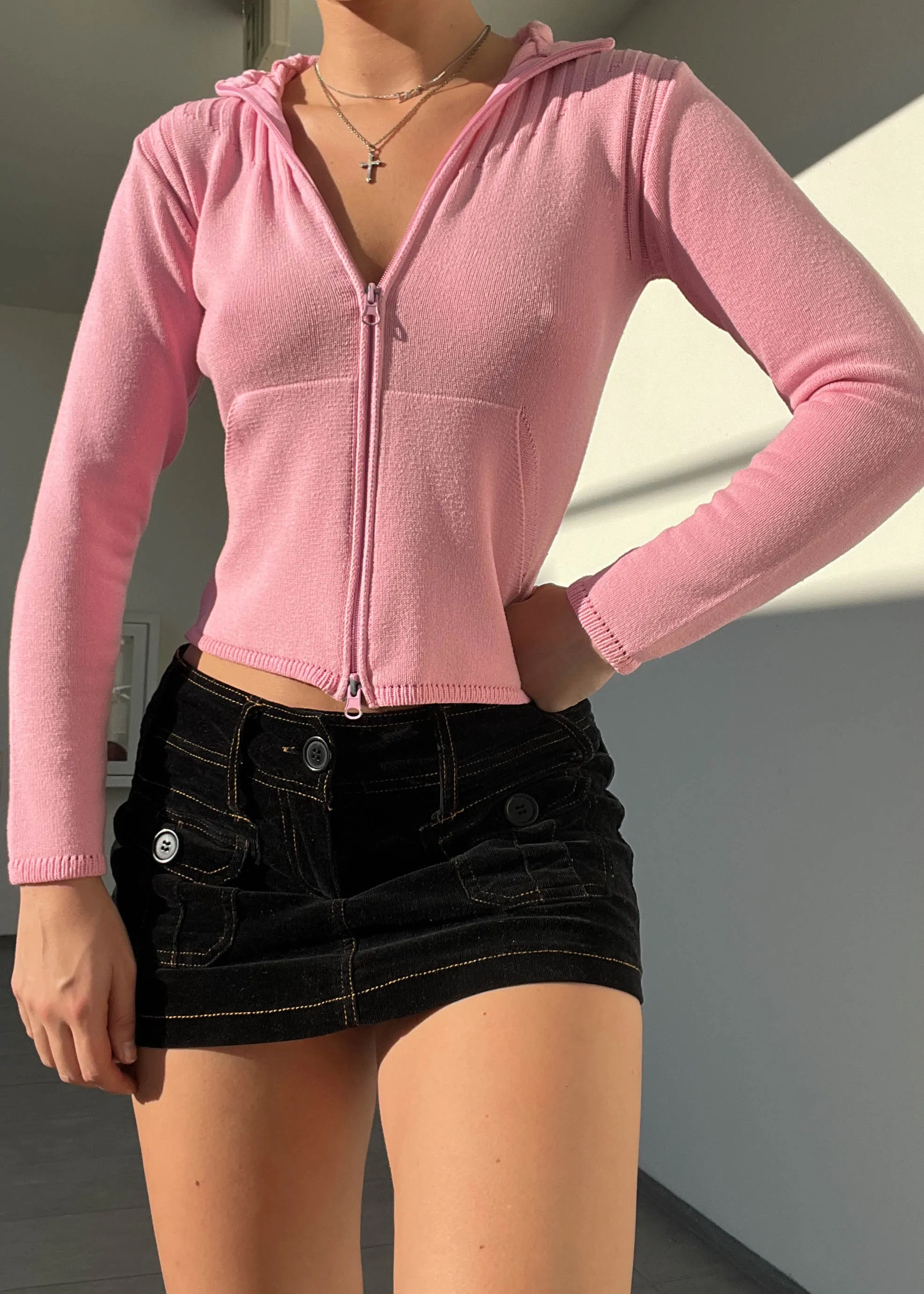 Baby Pink Double Zip Knit (S)