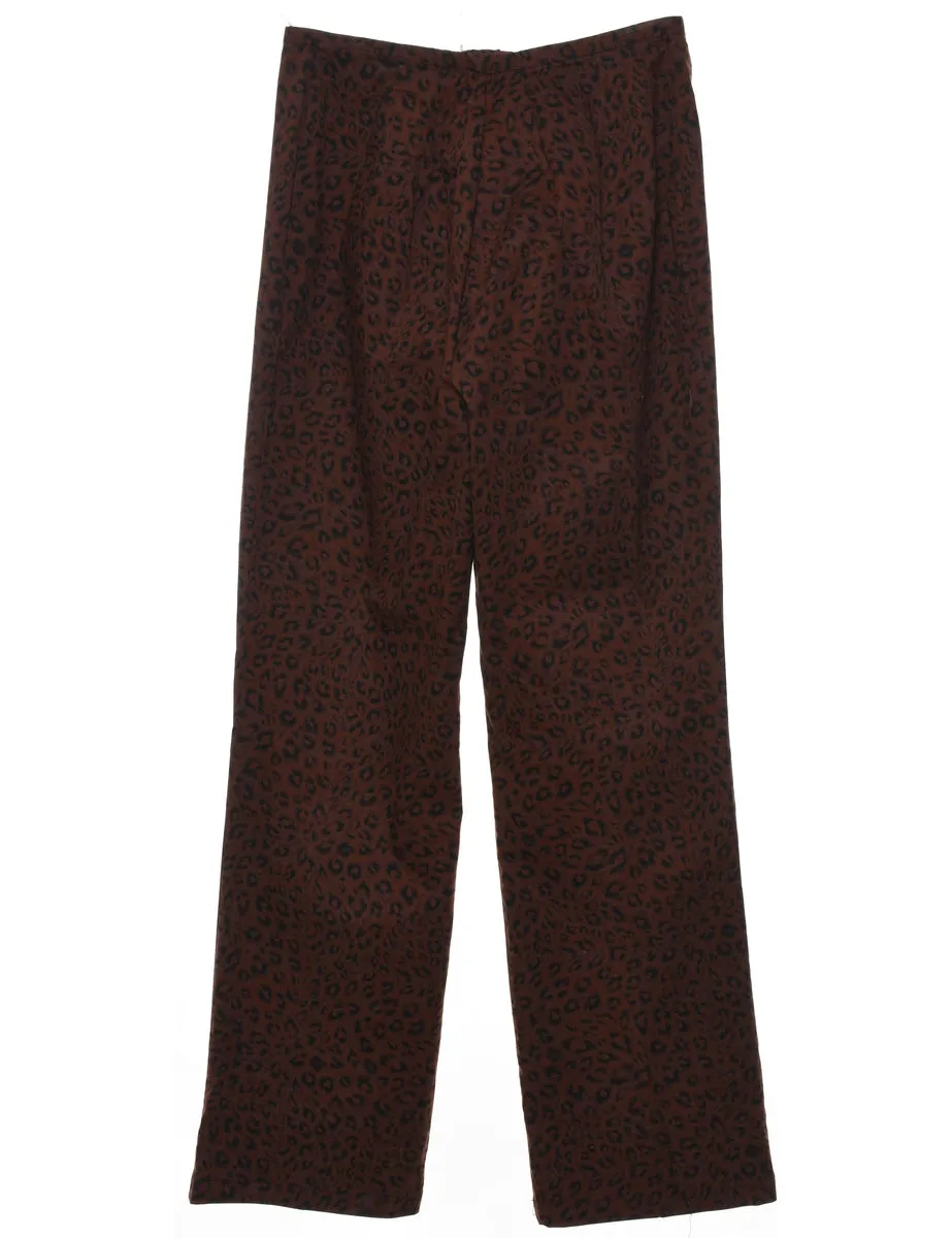 Black & Brown Leopard Print Casual Trousers - W28 L30