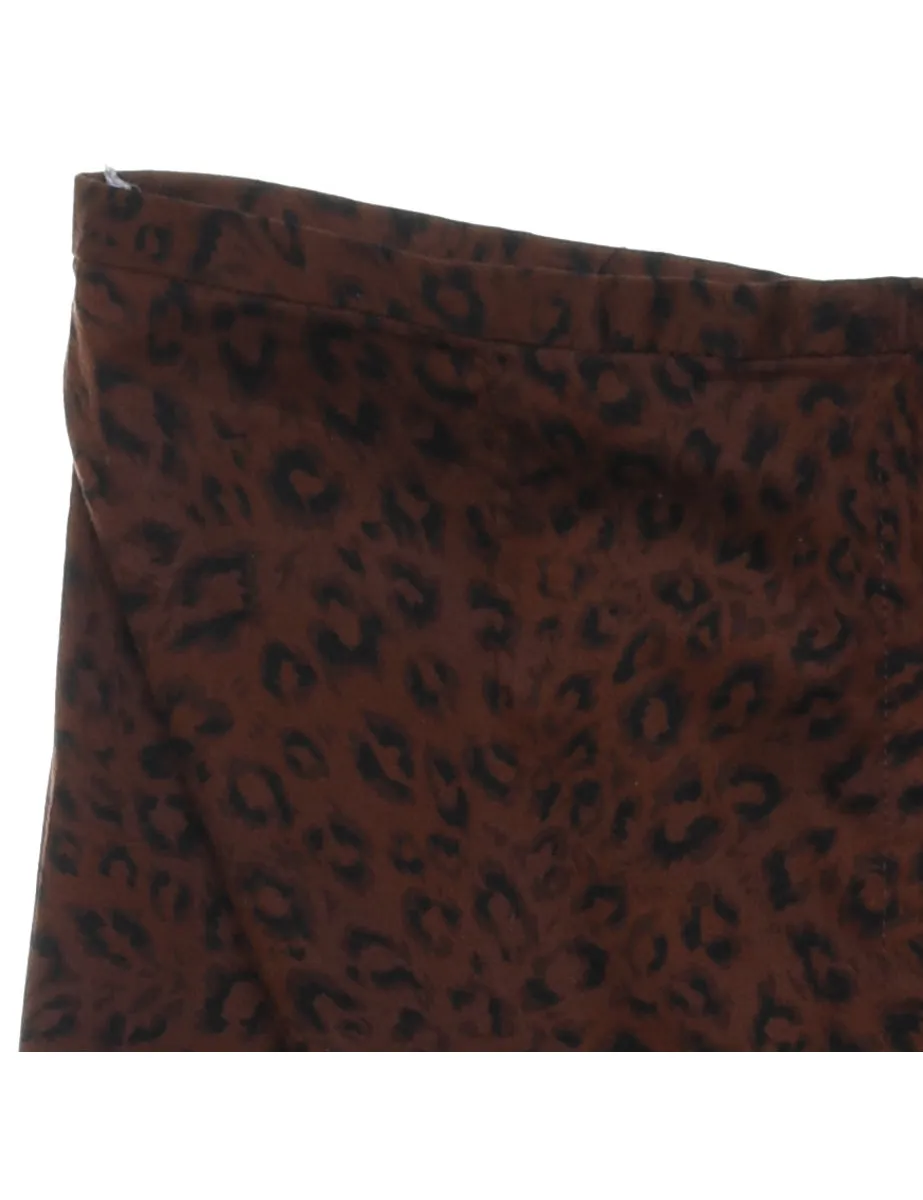 Black & Brown Leopard Print Casual Trousers - W28 L30