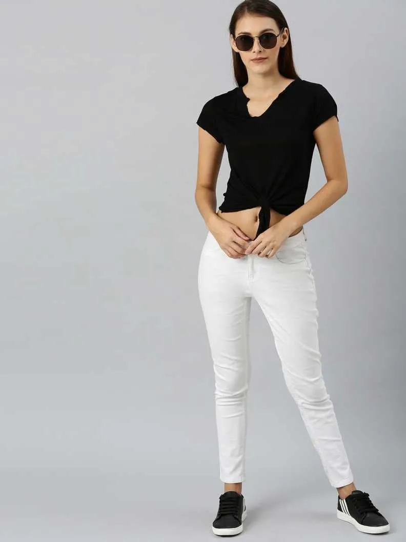 Black Front Knot Crop Top