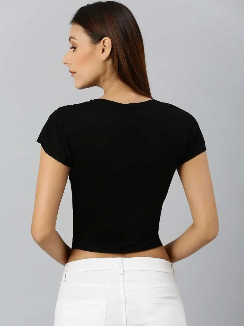 Black Front Knot Crop Top