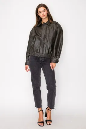 BRANDI FAUX LEATHER BOMBER