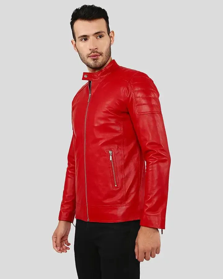 Declan Red Racer Leather Jacket