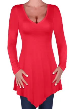 Everly Plus Size Long Sleeve V Neck Tunic Top