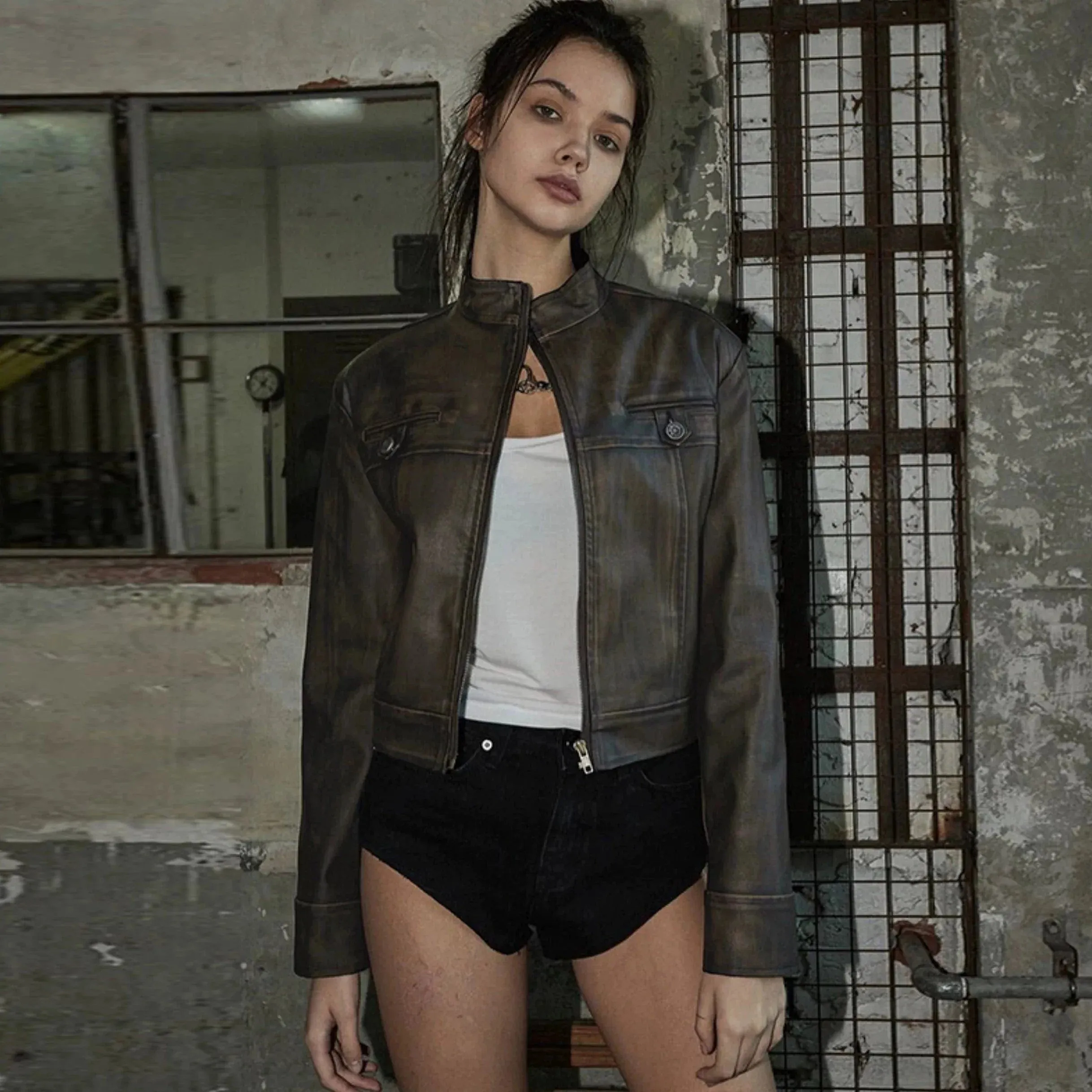 Fashionkova Katia Retro Leather Jacket