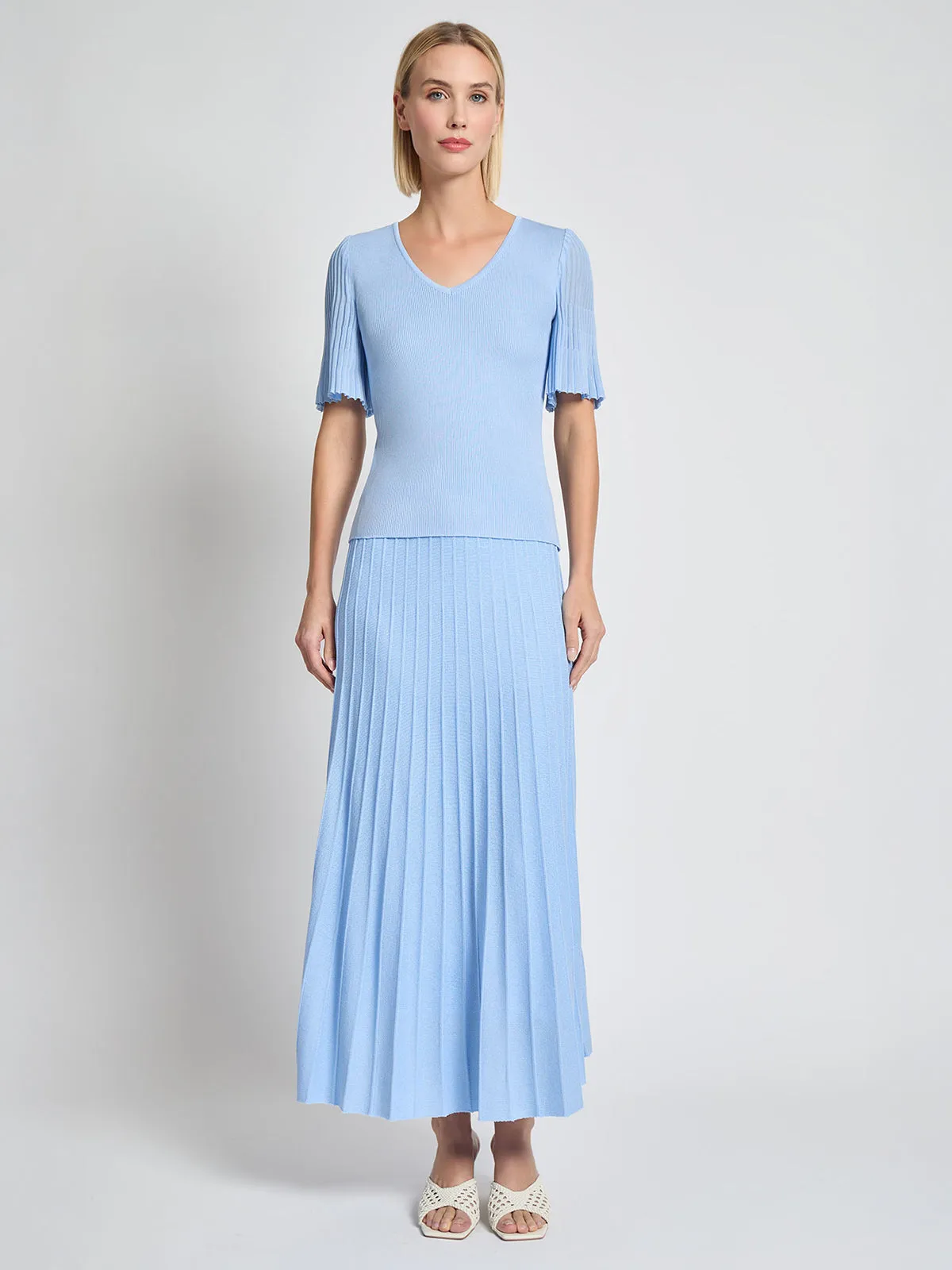 Fitted Flutter Sleeve Ribbed Knit Tunic - Vanity Fit