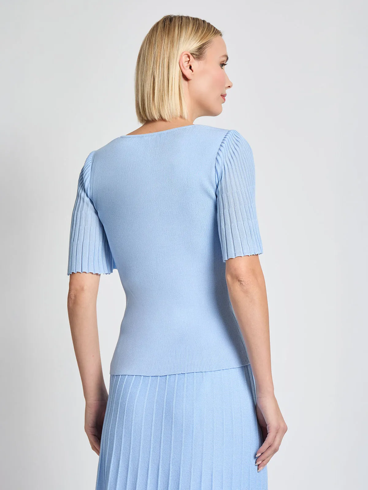 Fitted Flutter Sleeve Ribbed Knit Tunic - Vanity Fit