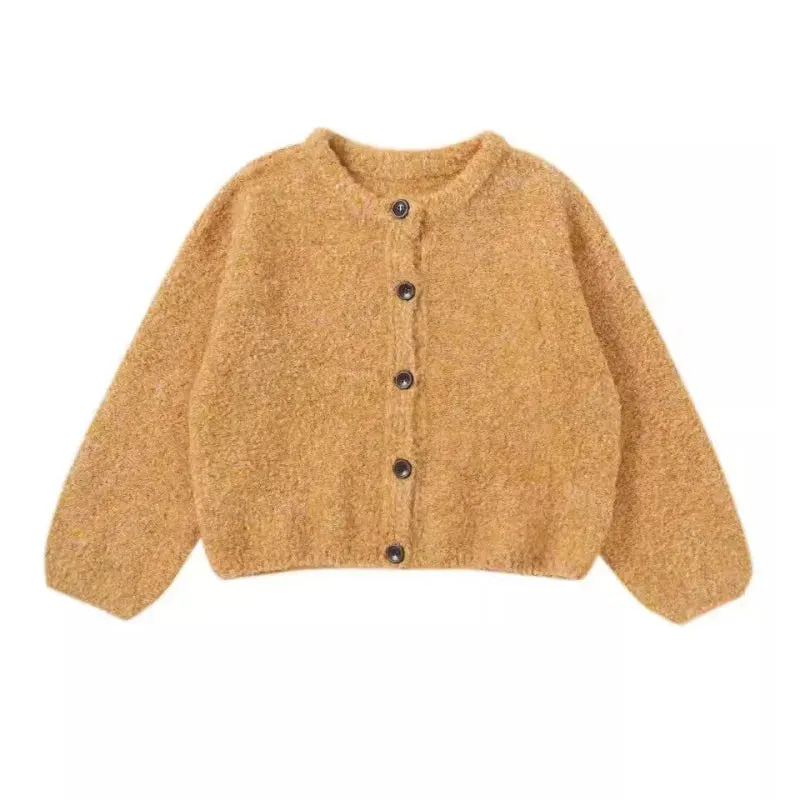 Girlary Yellow Round Neck Y2K Sweater Cashmere Jacket Women's Clothing Blue Knitting Sweater Cardigan Vintage Fashion Autumn Tops