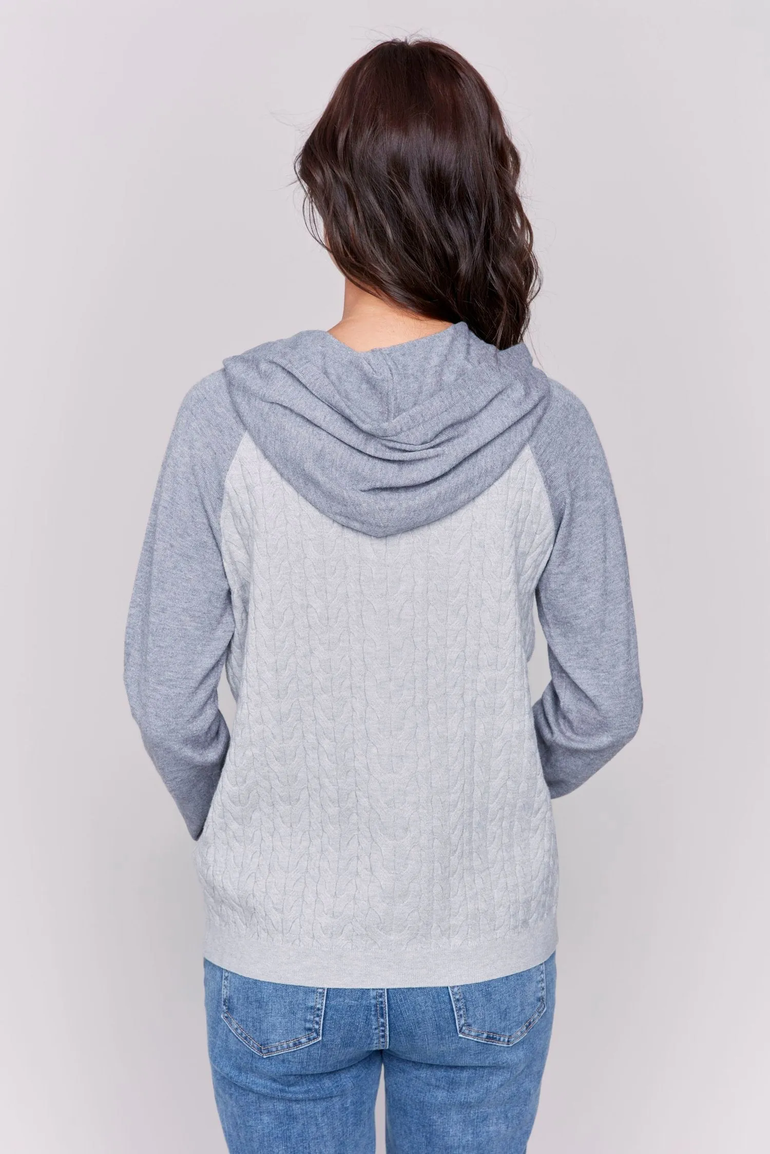 Grey Cable Knit Top