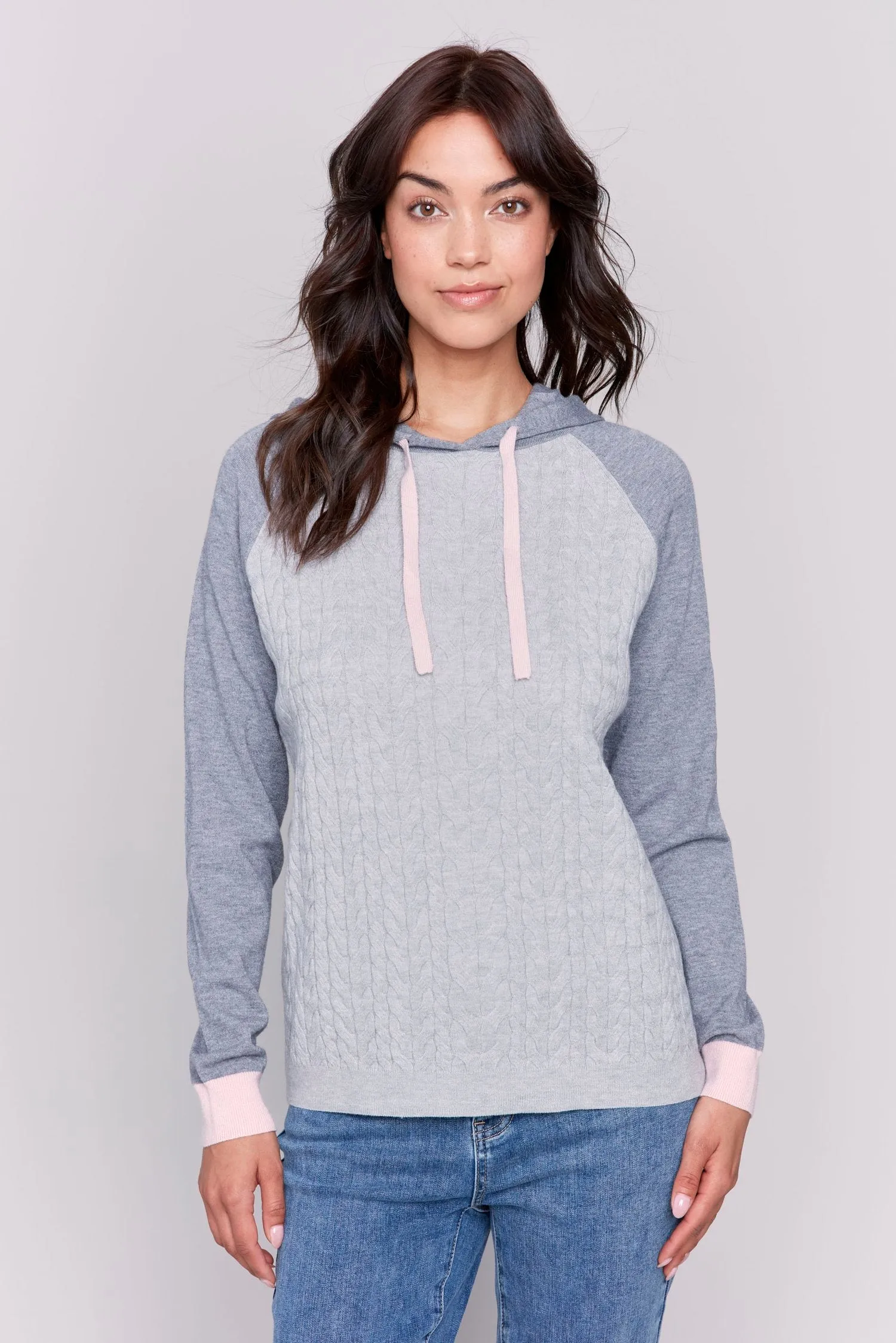 Grey Cable Knit Top