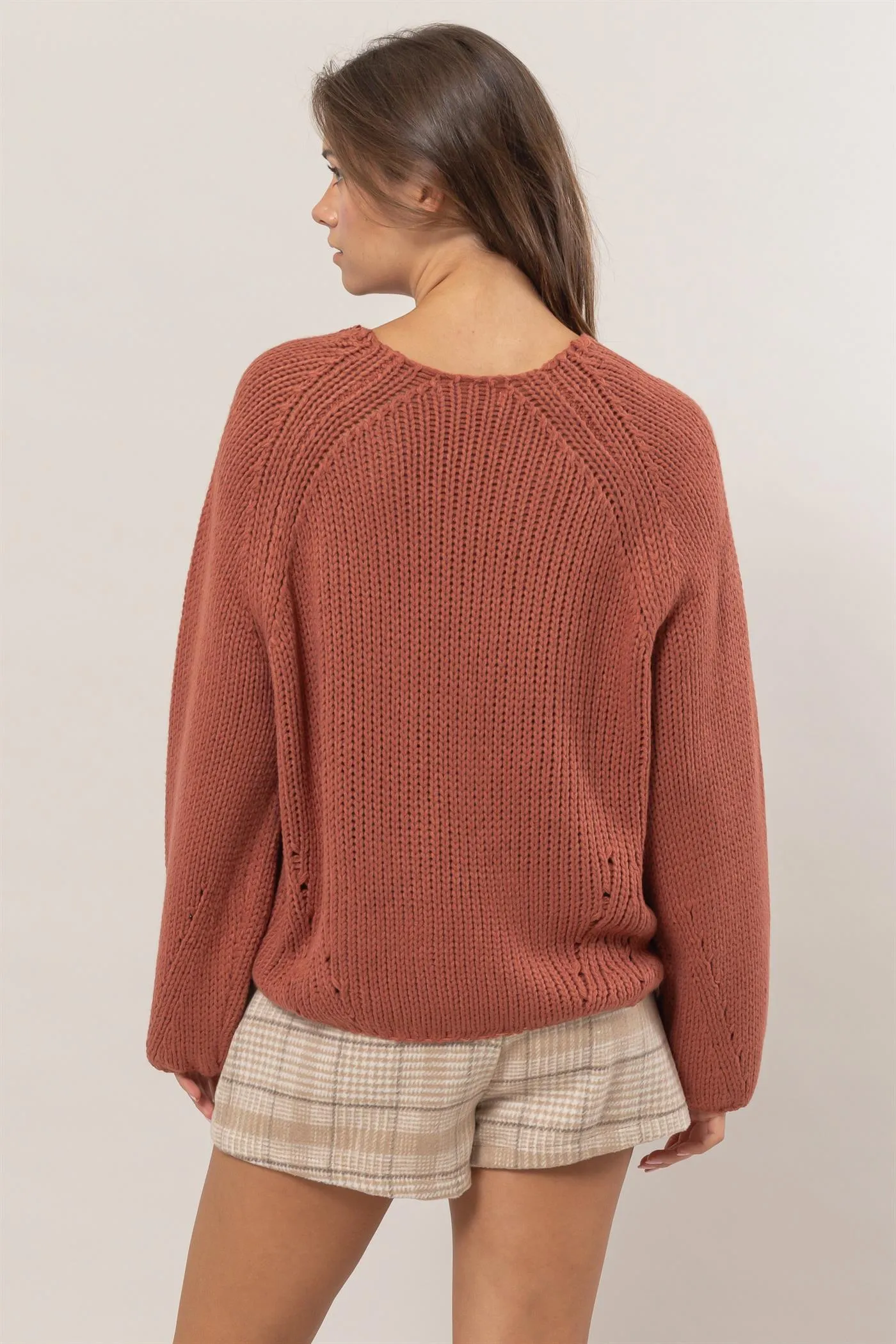 HF24F780-Ribbed Sweater Pullover