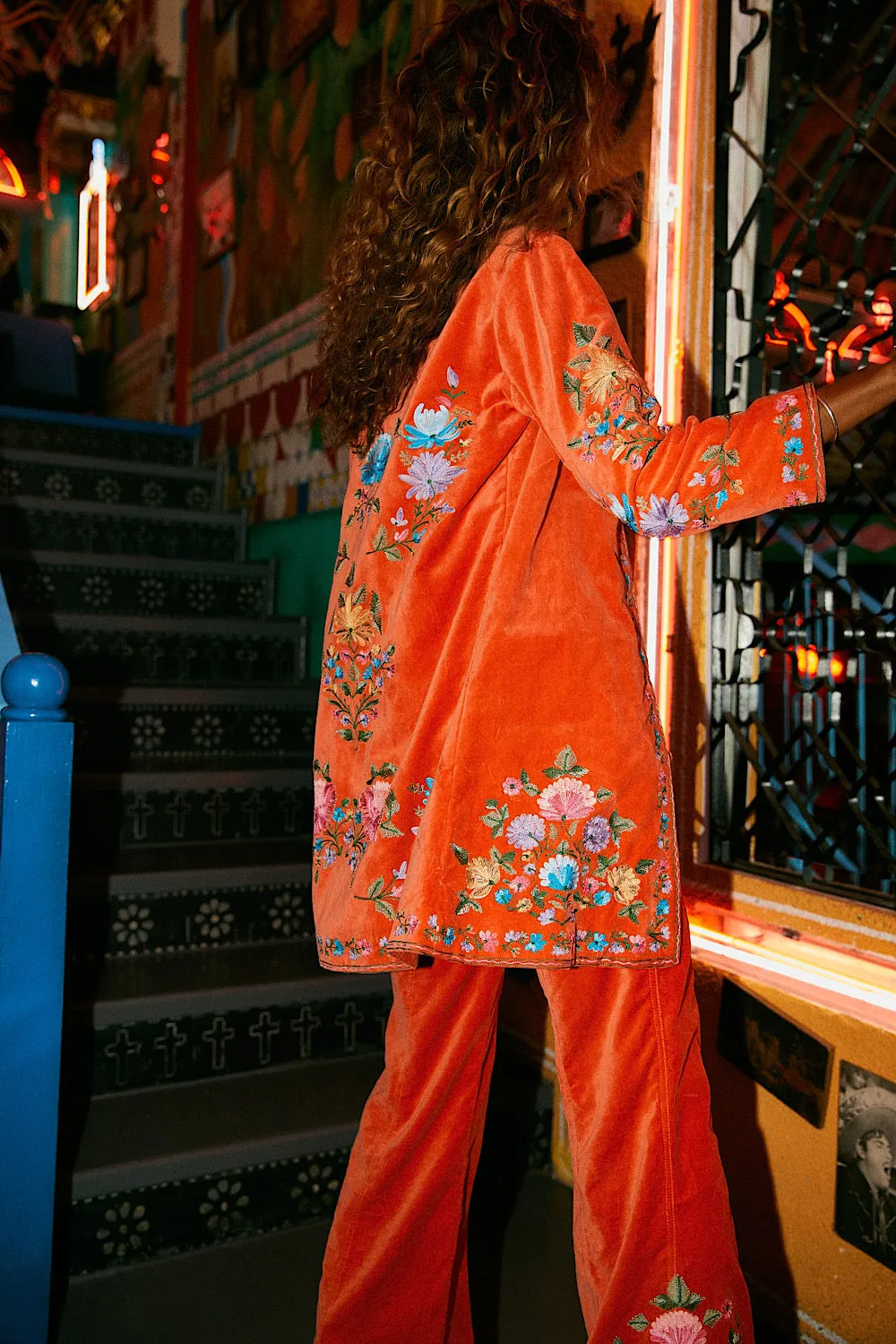 It’s Only Rock’N’Roll Embroidered Cotton Velvet Long Line Jacket