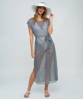 Navy Stripe Slip-on Beach Maxi Dress
