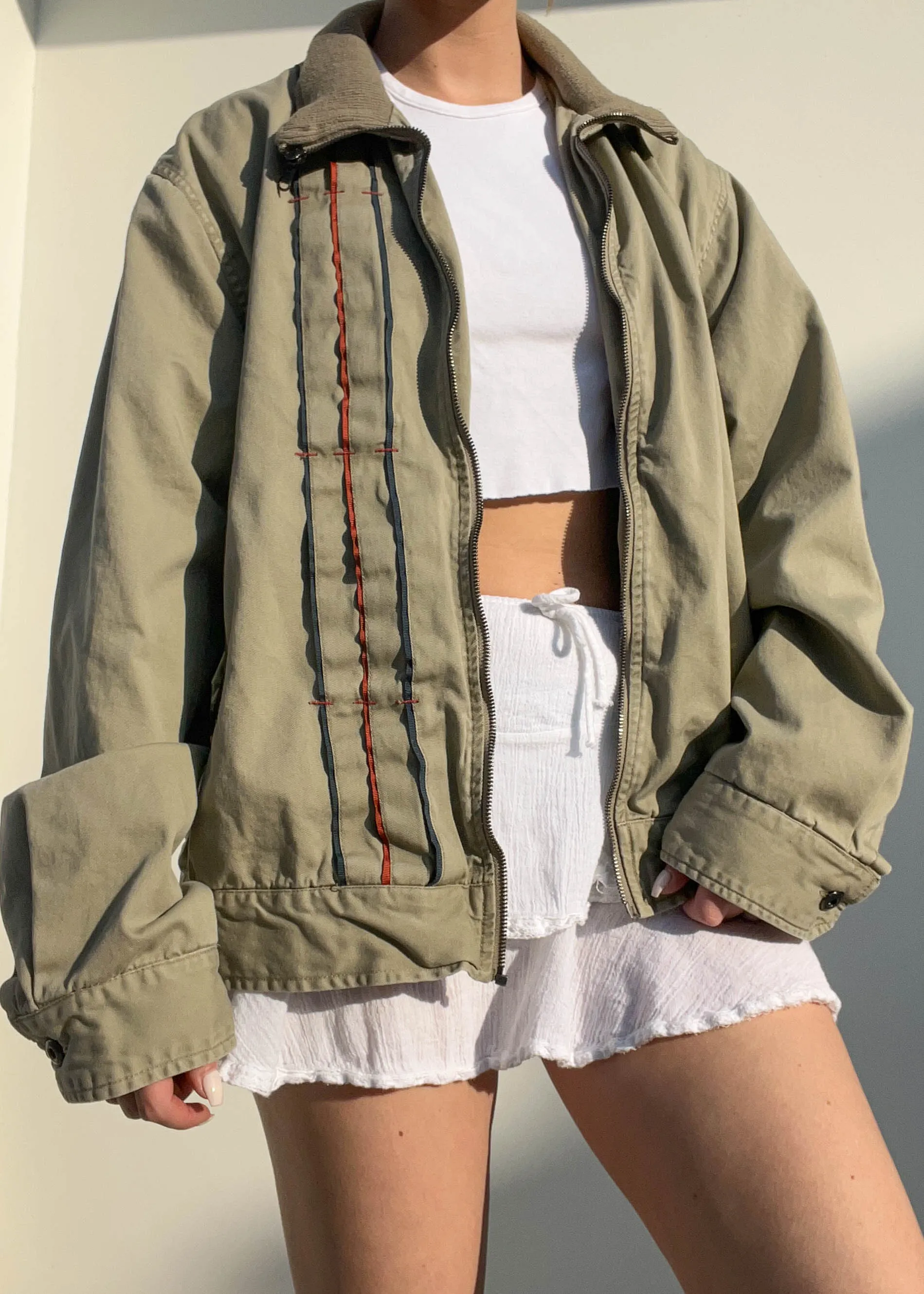 Olive 3-Stripe Jacket (M-L)