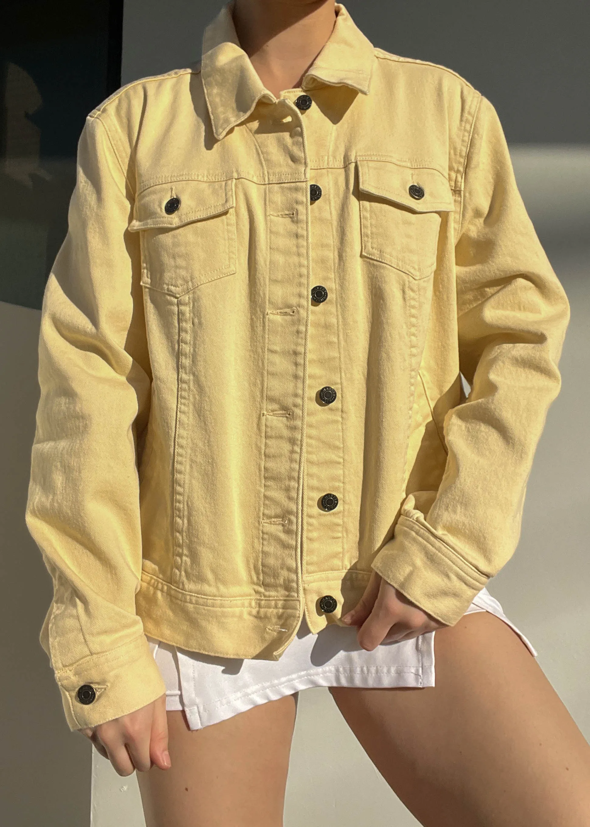 Pastel Yellow Denim Jacket (L)