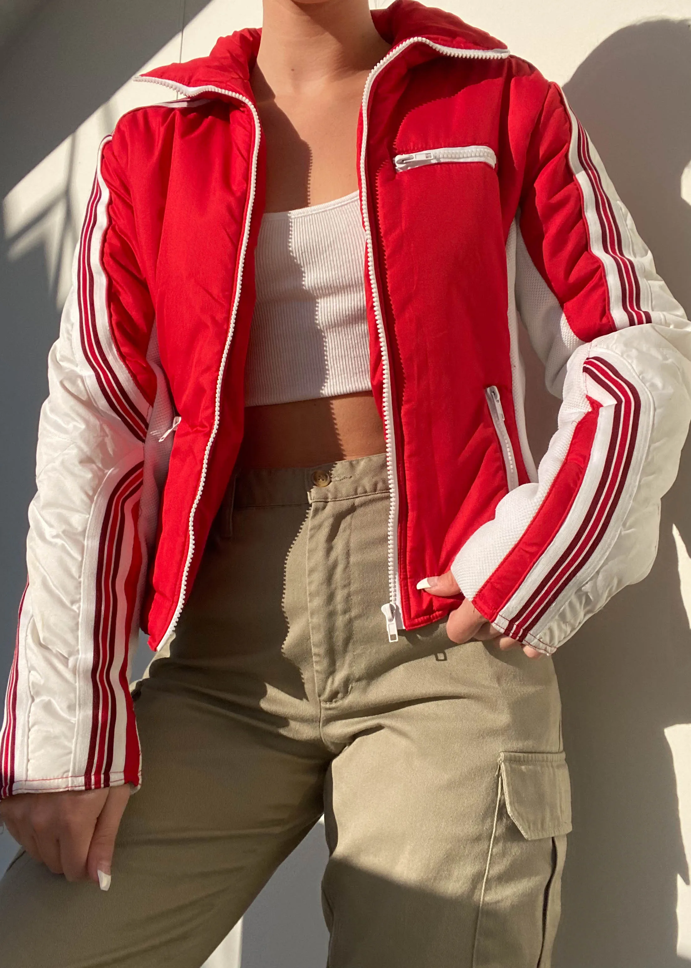 Red & White Sporty Y2k Jacket (S)