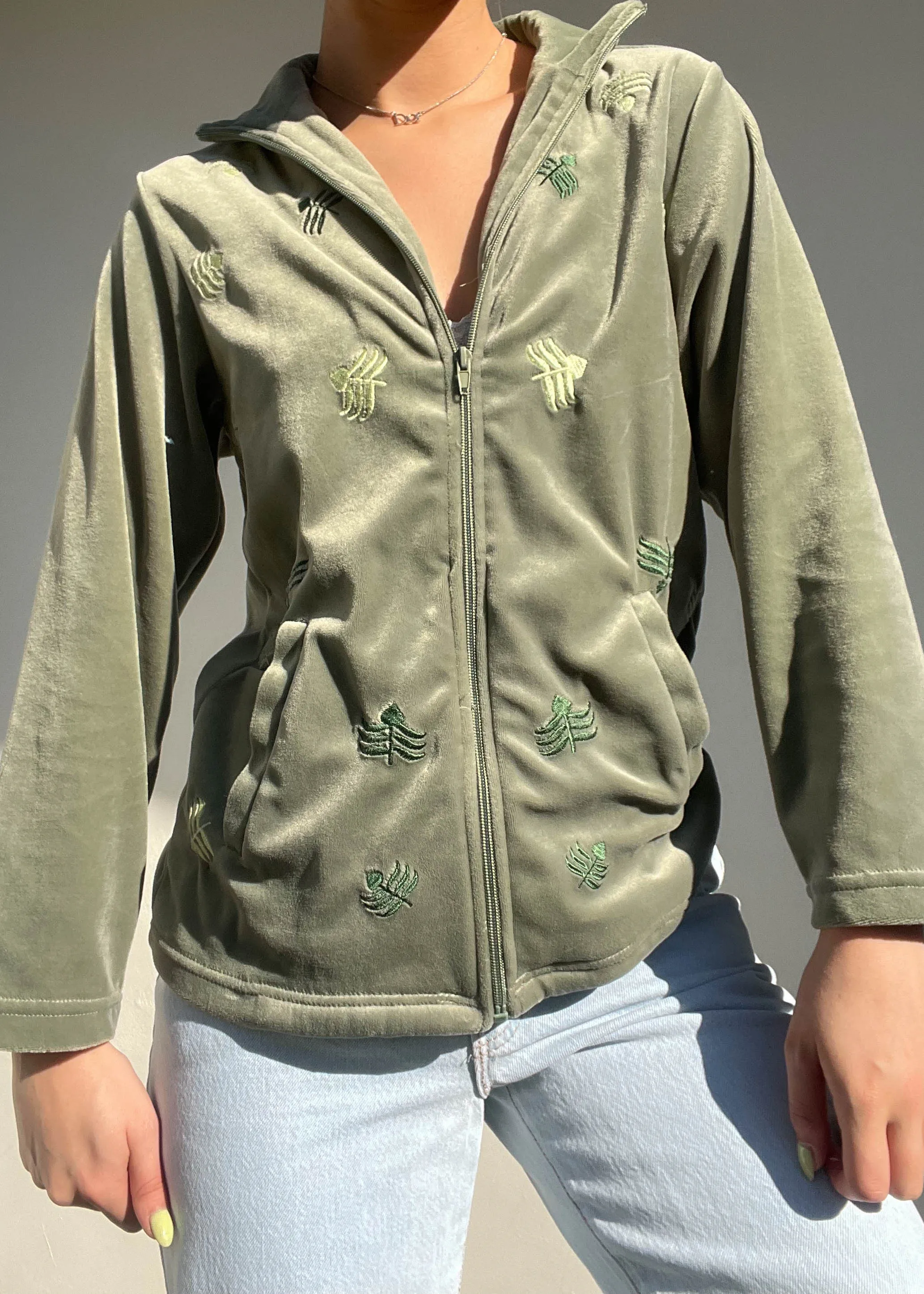 Sage Velour Zip Up (S)