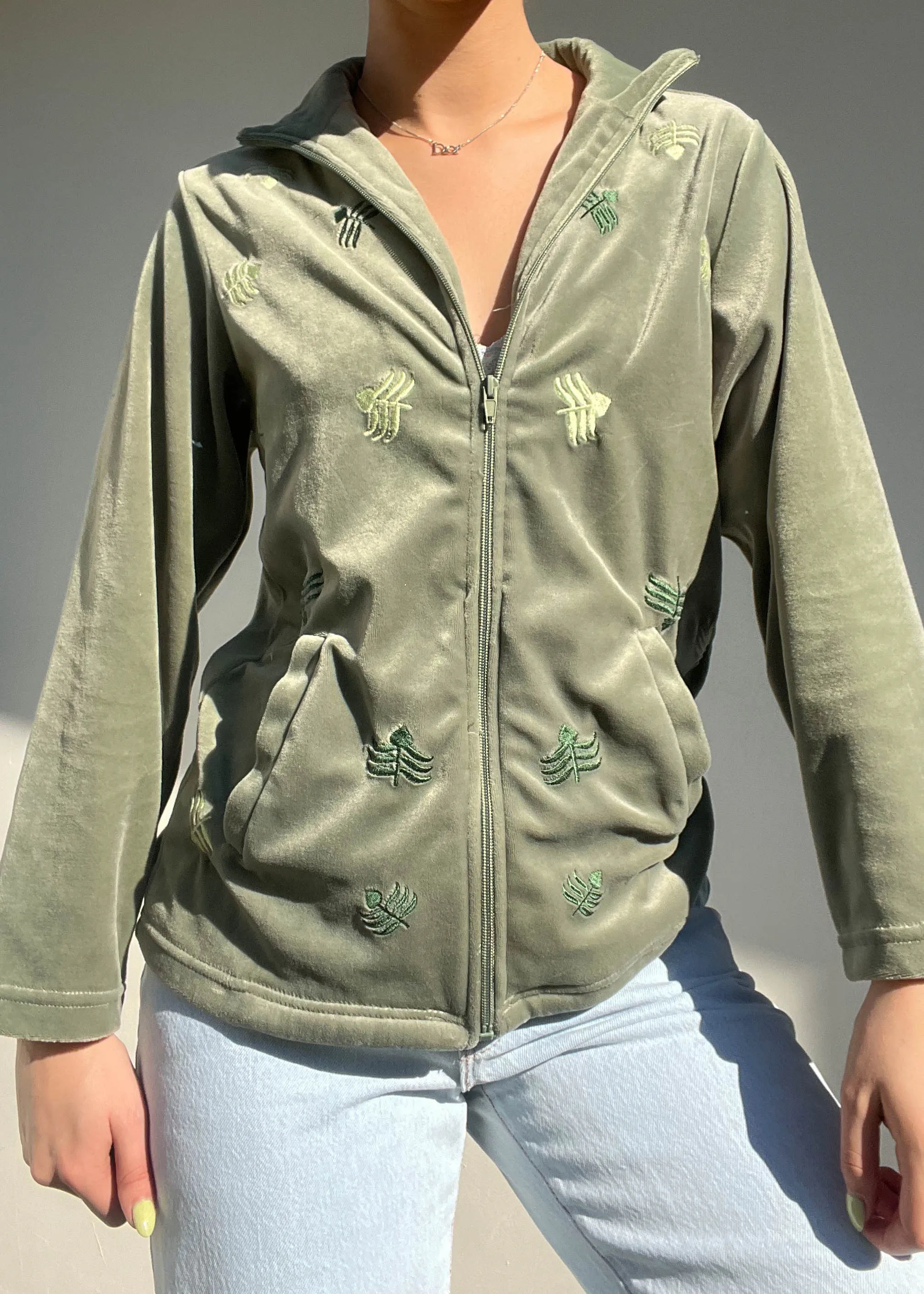 Sage Velour Zip Up (S)