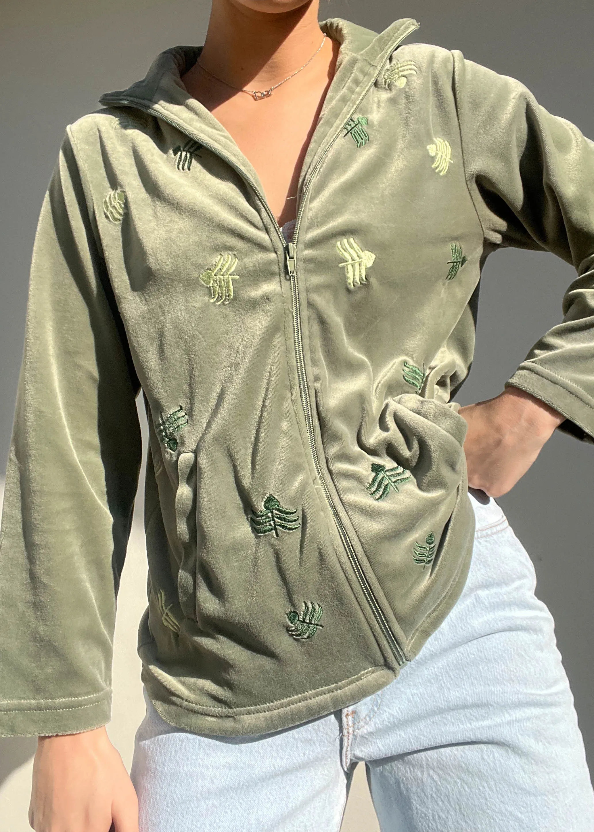Sage Velour Zip Up (S)