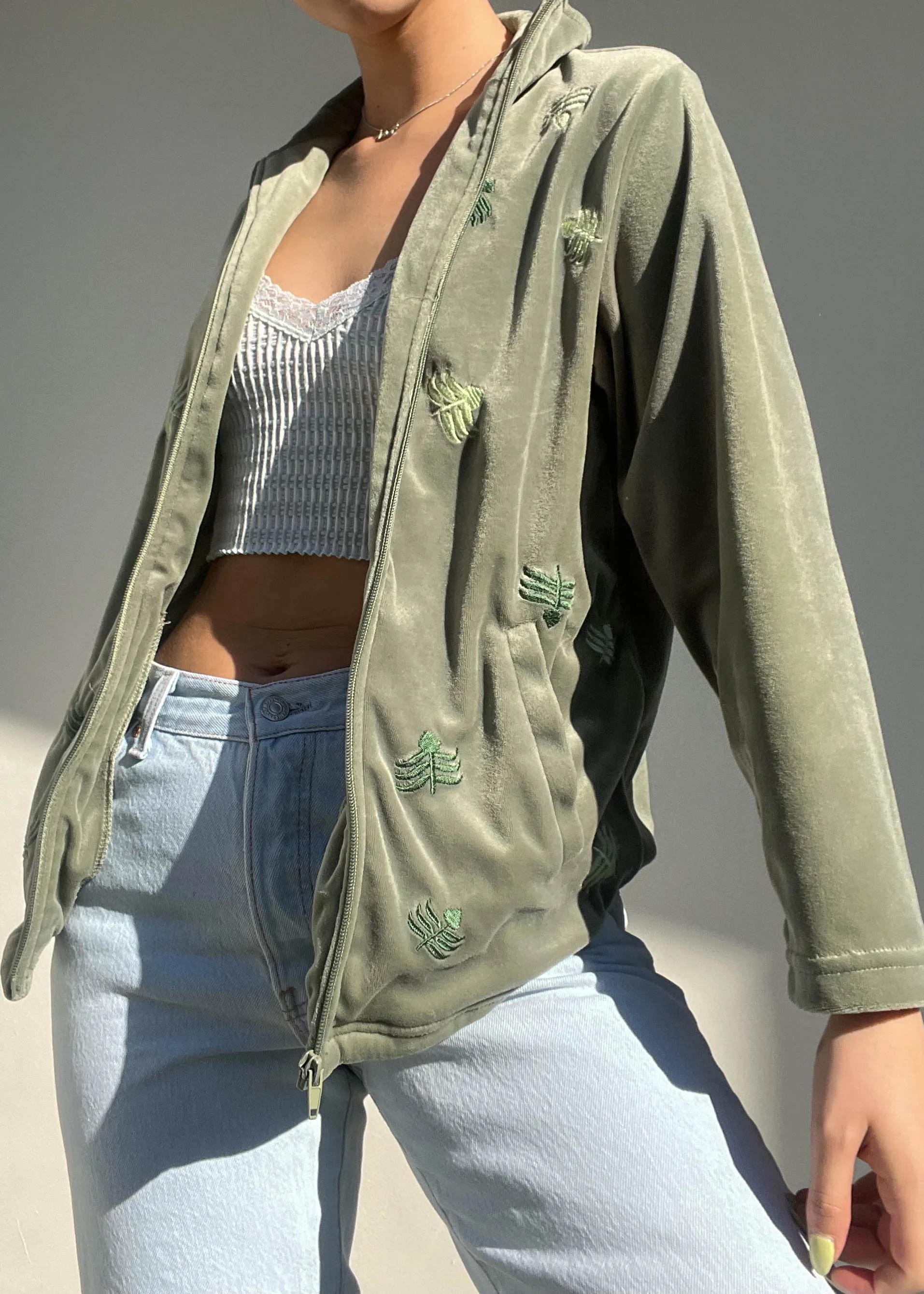 Sage Velour Zip Up (S)