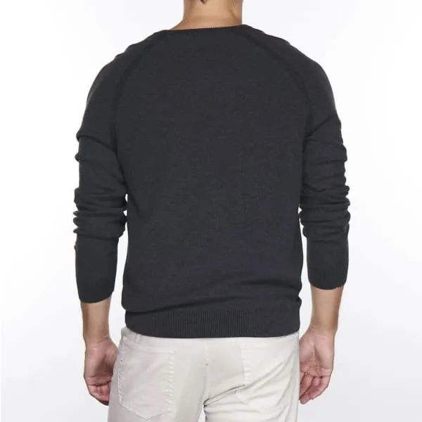 Tailor Vintage Reversible V Neck Birdseye Sweater Dark Grey Heather Hoodie Pullover