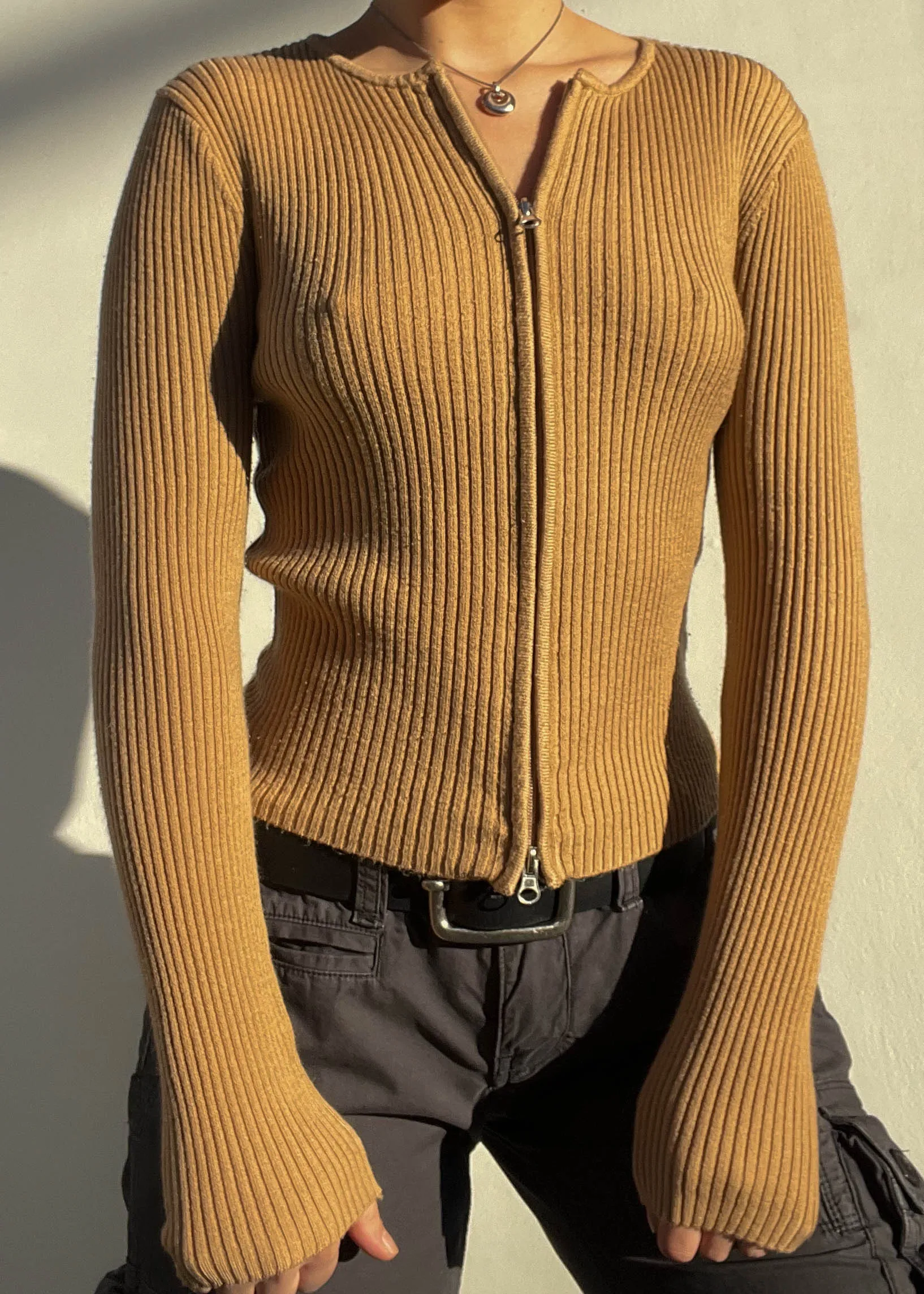 Tan Double Zip Knit (S/M)