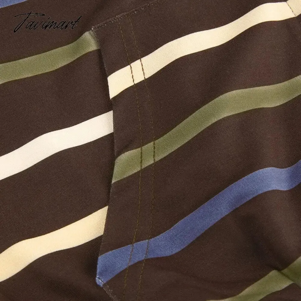 Tavimart Hip Hop Zip Up Hoodie Vintage Striped Loose Hooded Sweatshirt Jacket Harajuku Gothic Long Sleeve Women Sweatshirt Y2k Clothes