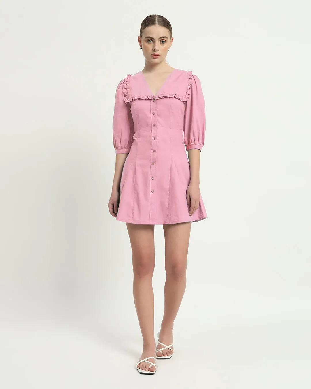 The Isabela Fondant Pink Cotton Dress