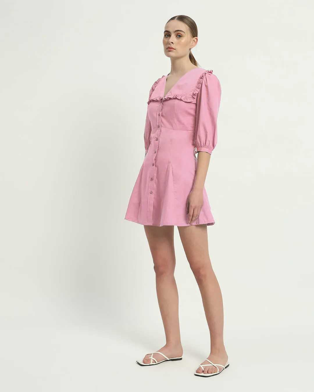 The Isabela Fondant Pink Cotton Dress
