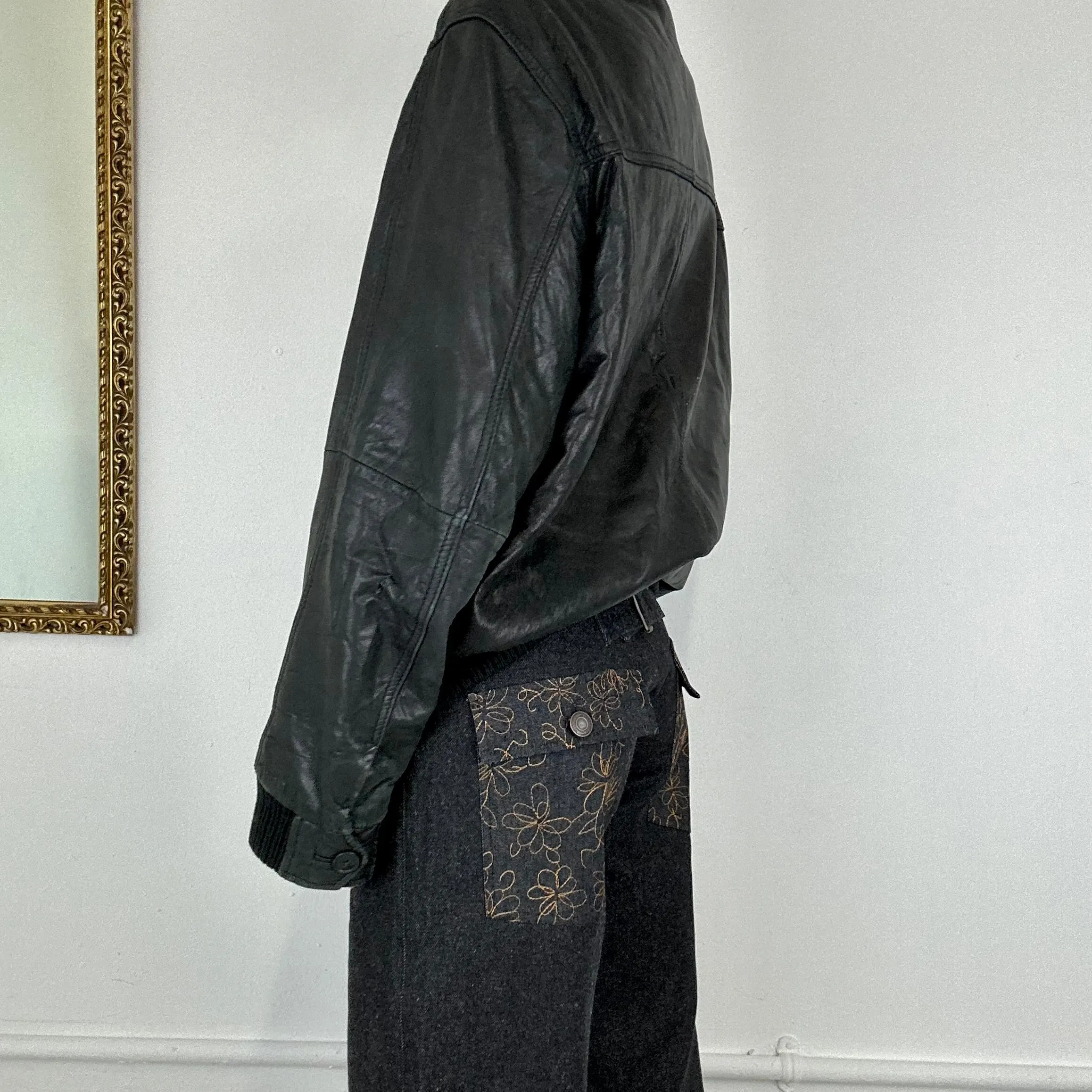 vintage black leather jacket