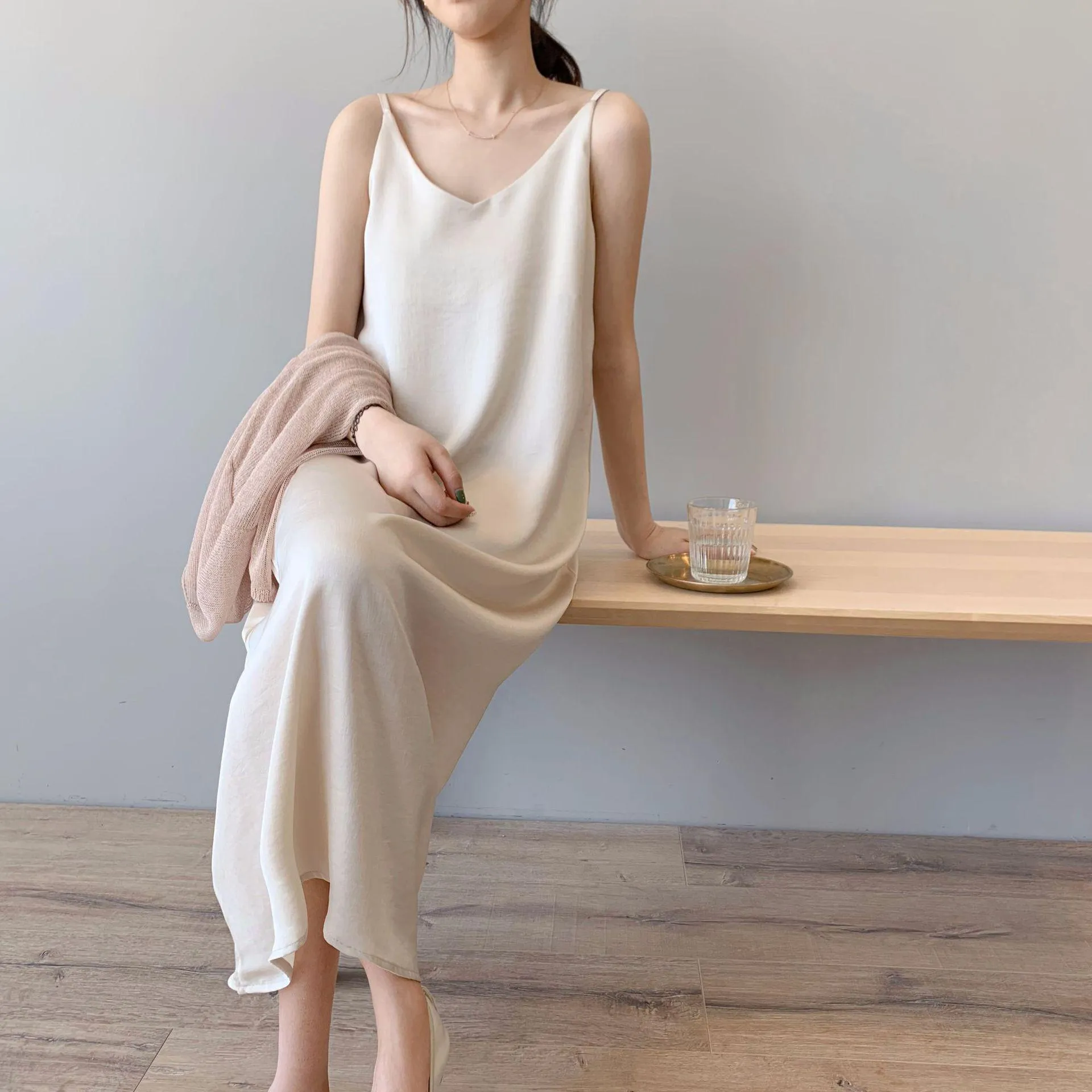 White Sleeveless Midi Dress