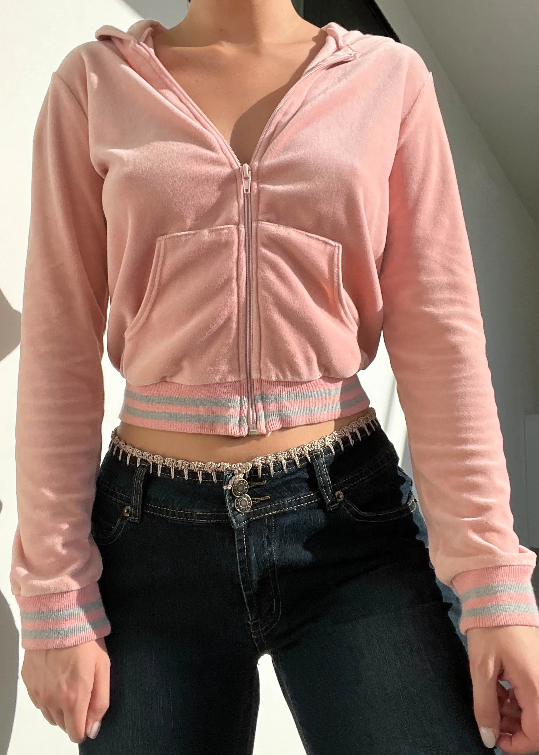 Y2k Baby Pink Velour Jacket (S)