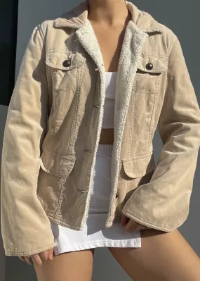 Y2k Beige & Cream Cord Jacket (M)
