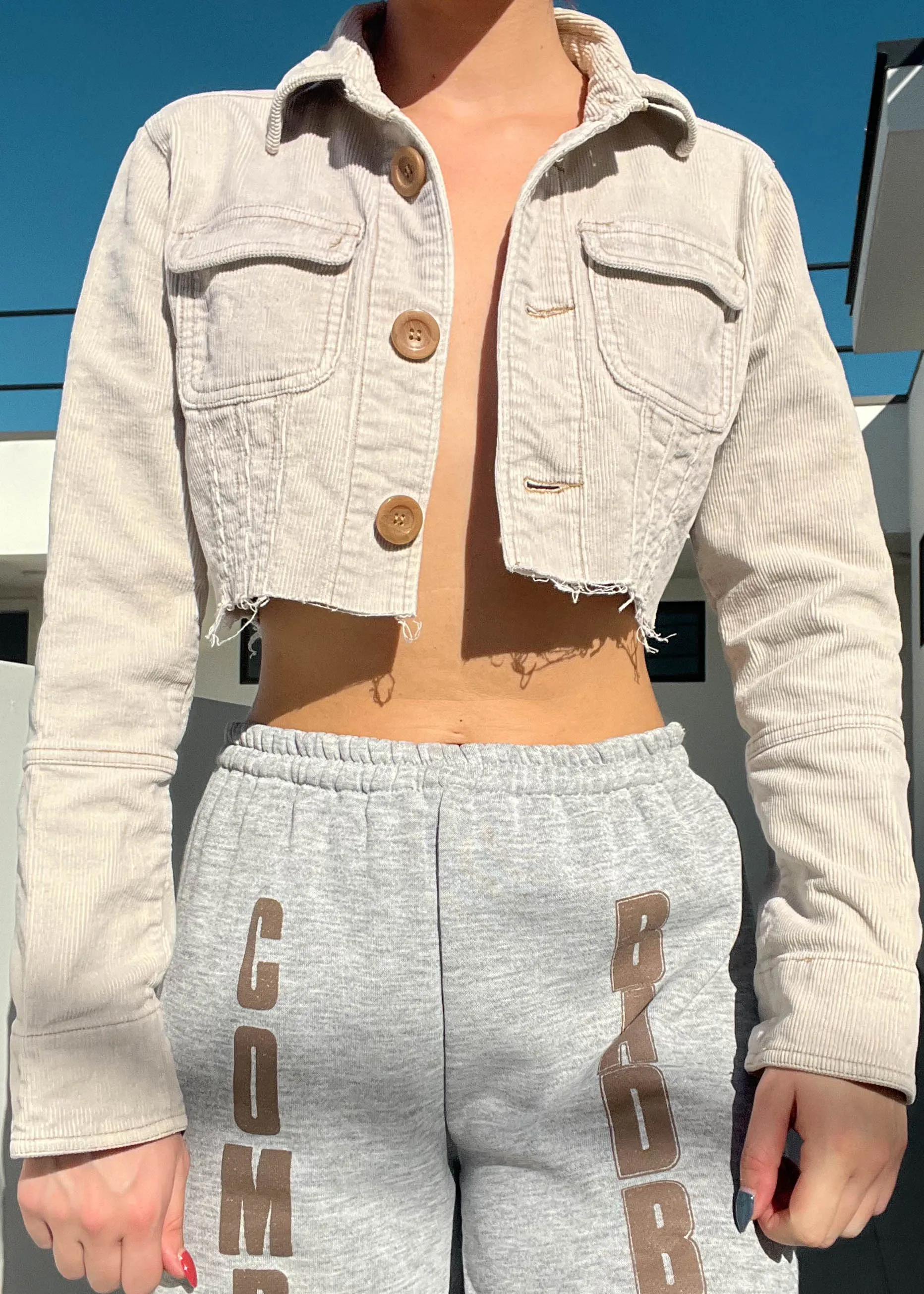 Y2k Beige Corduroy Jacket (S)
