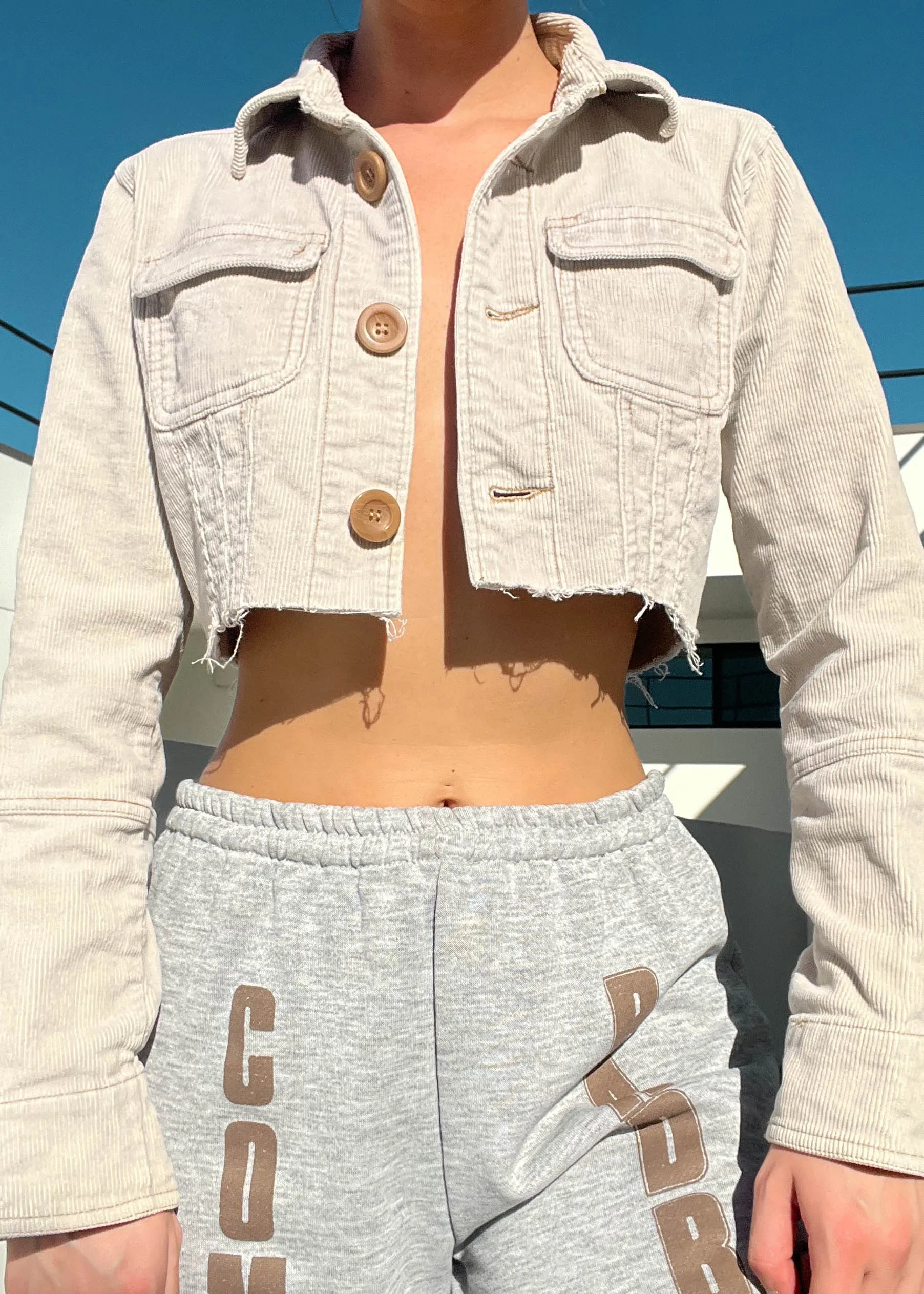 Y2k Beige Corduroy Jacket (S)