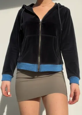 Y2k Black & Blue Velour Jacket (S)
