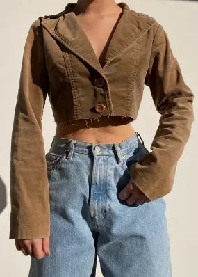 Y2k Brown Corduroy Crop Blazer (S)