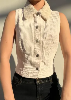 Y2k Cream Corduroy Vest (M)