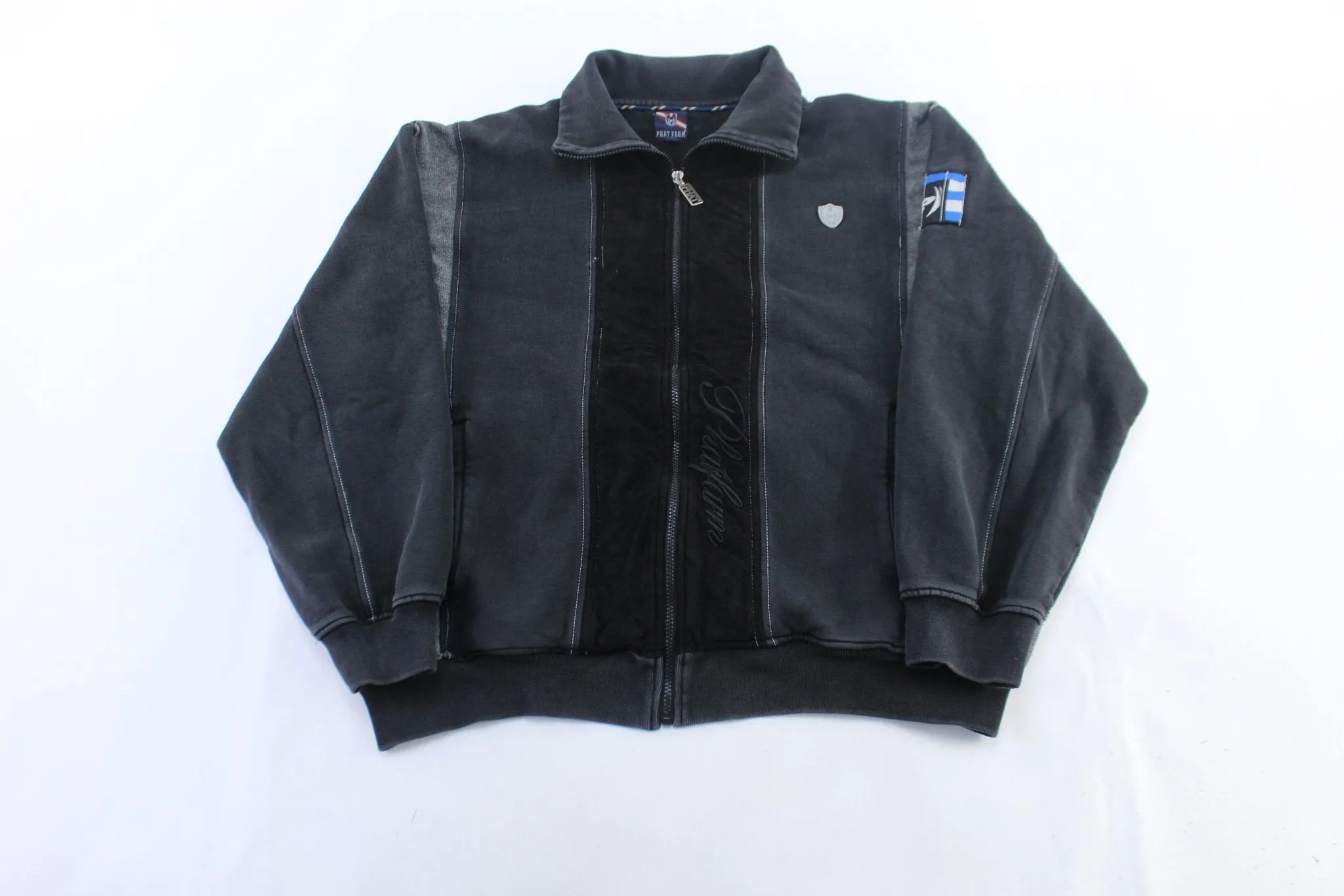 Y2K Phat Farm Embroidered Black Zip Up Jacket