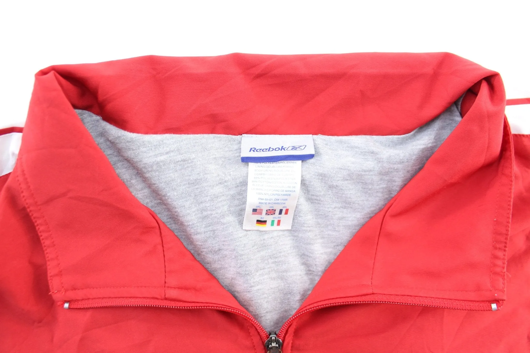 Y2K Reebok Embroidered Logo Red & White Zip Up Jacket