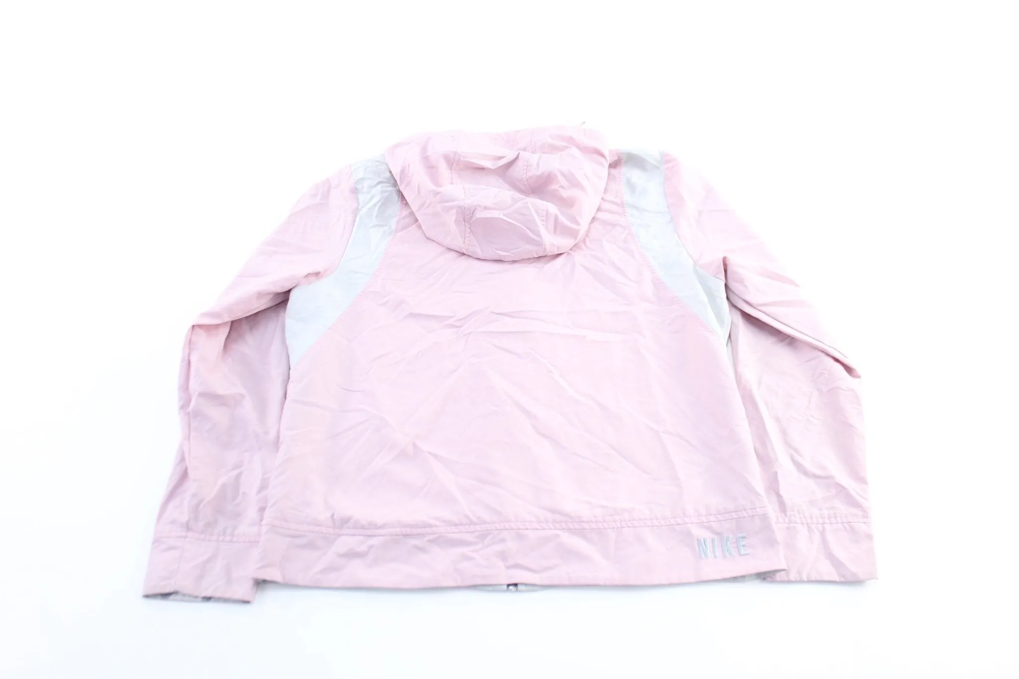 Y2K Women's Nike Embroidered Logo Pink & Grey Zip Up Jacket