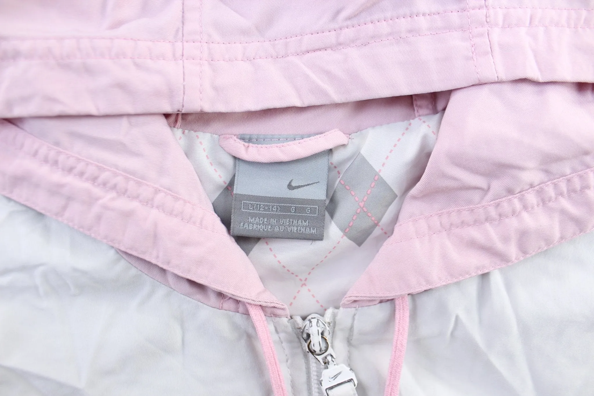 Y2K Women's Nike Embroidered Logo Pink & Grey Zip Up Jacket